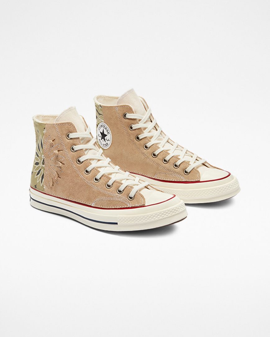 Tenis Converse Chuck 70 LTD Paisley Camurça Cano Alto Feminino Bege Marrom | PT U015TP3